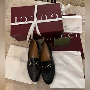 Gucci Jordan Black Leather Horsebit Loafers